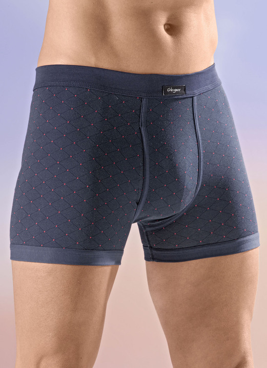 Slips & Unterhosen - Viererpack Unterhosen mit Alloverdessin, in Größe 005 bis 011, in Farbe 2X NAVY-ROT, 2X SCHWARZ-ROT Ansicht 1