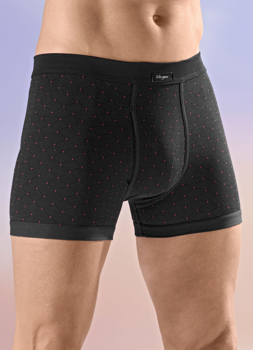 Slips & Unterhosen - Viererpack Unterhosen mit Alloverdessin, in Größe 005 bis 011, in Farbe 2X NAVY-ROT, 2X SCHWARZ-ROT Ansicht 2