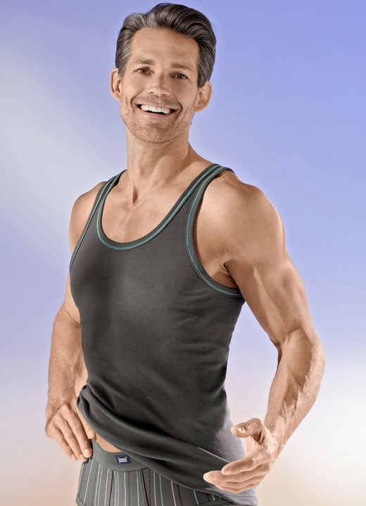 Unterhemden - Viererpack Sportjacken mit Kontrastnähten, in Größe 005 bis 014, in Farbe 2X SCHIEFER-TÜRKIS, 2X SCHIEFER-HELLGRAU Ansicht 2