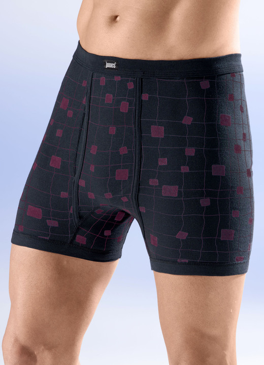 Slips & Unterhosen - Viererpack Unterhosen mit Alloverdessin, in Größe 005 bis 014, in Farbe 2X ANTHRAZIT-TAUBENBLAU, 2X ANTHRAZIT-RUBINROT Ansicht 2