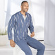 Schlafanzüge - Schlafanzug mit Knopfleiste und offenen Abschlüssen, in Größe 046 bis 066, in Farbe JEANSBLAU-BUNT – Farbe JEANSBLAU-BUNT – Ansicht 2