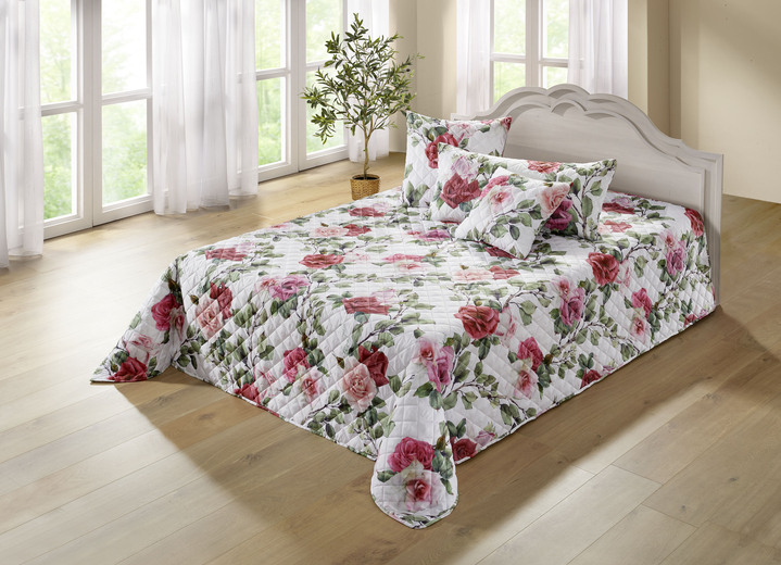 Tagesdecken - Tagesdecke und Kissenbezüge mit Rosen- Motiven, in Größe 873 (Einzelbett, 140x210 cm) bis 924 (Kissenbezug, 40x 80 cm), in Farbe BUNT Ansicht 3