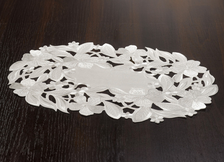 Tischdecken - Bestickte Tisch- und Raumdekoration, in Größe 100 (Deckchen oval, 30/ 45 cm) bis 404 (Kissenbezug, 40/ 40 cm), in Farbe OLIV Ansicht 2