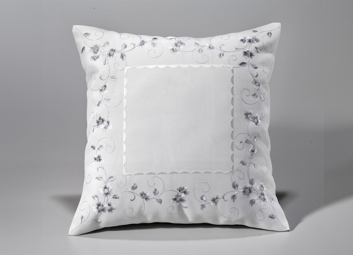 Tischdecken - Bestickte Tisch- und Raumdekoration mit Blümchen-Bordüre, in Größe 140 (Läufer, 40/ 90 cm) bis 404 (Kissenbezug, 40/ 40 cm), in Farbe WOLLWEISS-ROSA Ansicht 5