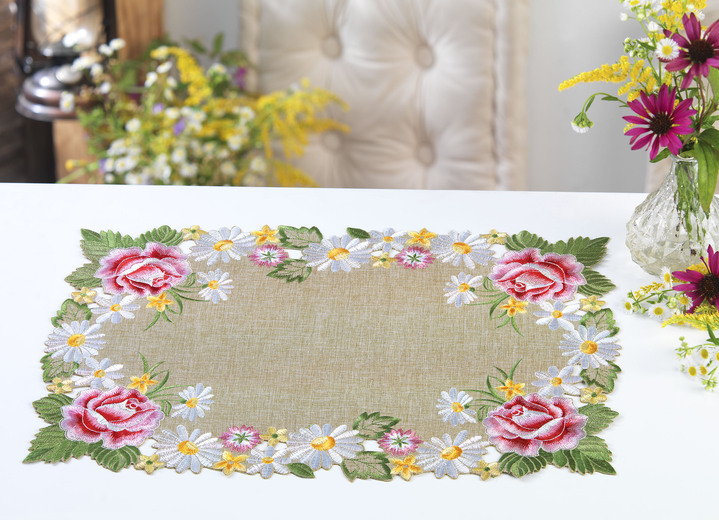 Tischdecken - Tisch- und Raumdekoration in harmonischen Farben, in Größe 101 (Deckchen, 35/ 50 cm) bis 404 (Kissenbezug, 40/ 40 cm), in Farbe GRÜN-BUNT Ansicht 1