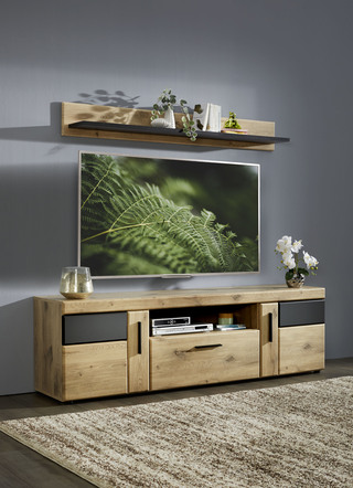 TV-Longboard mit anthrazitfarbenen Elementen