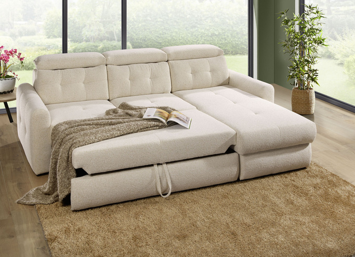 Polsterecken - Polsterecke mit Bettfunktion und Bettkasten, in Farbe CREME Ansicht 3