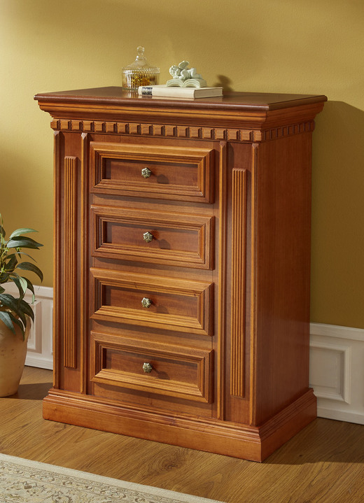 Kommoden - Hochwertige und stilsichere Kommoden mit klassisch schönem Flair, in Farbe KIRSCHBAUM, in Ausführung Kommode, 1-türig, schmal Ansicht 3