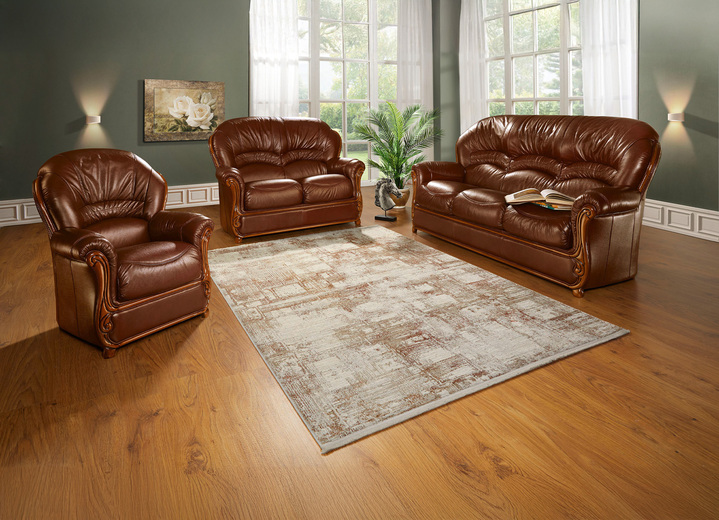 Polstergruppen - Frei im Raum aufstellbare Polstermöbel mit Lederbezug, in Farbe ANTIK-GRÜN, in Ausführung Leder-Zweisitzer Ansicht 2