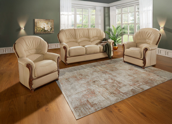 Polstergruppen - Frei im Raum aufstellbare Polstermöbel mit Lederbezug, in Farbe ANTIK-CREME, in Ausführung Leder-Sessel Ansicht 1