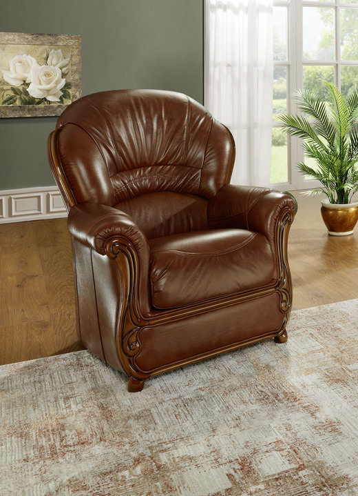 Polstergruppen - Frei im Raum aufstellbare Polstermöbel mit Lederbezug, in Farbe ANTIK-GRÜN, in Ausführung Leder-Zweisitzer Ansicht 3