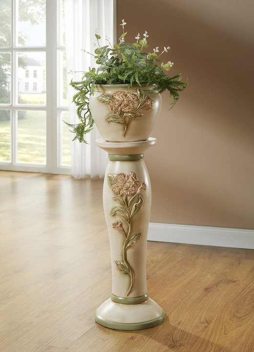Wohnaccessoires - Säule mit Übertopf aus italienischer Keramik, in Farbe BEIGE-BUNT Ansicht 1
