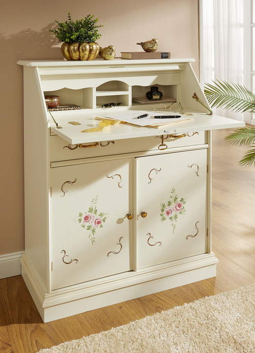 Büromöbel - Teilmassive Möbelserie mit Echtholzfurnier, in Farbe CREME, in Ausführung Kommode, 1-türig Ansicht 2