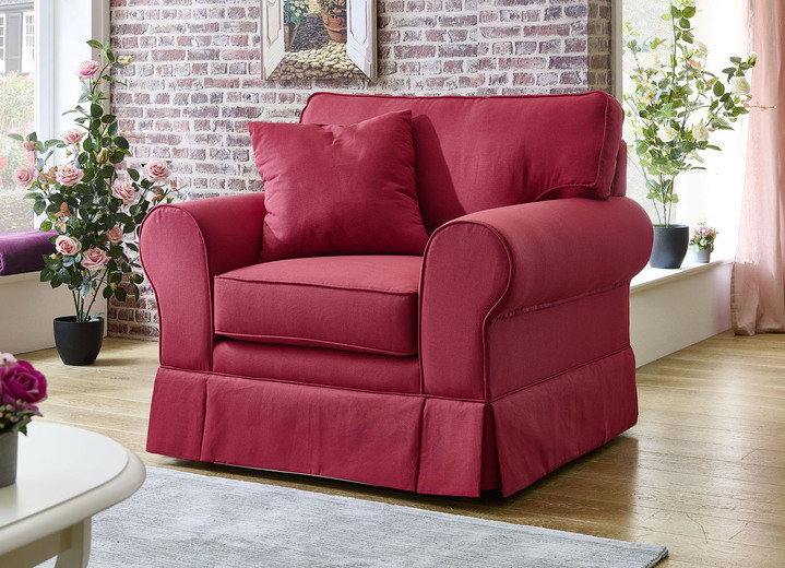 Polstergruppen - Frei im Raum aufstellbare Polstermöbel mit Dekokissen, in Farbe ROT, in Ausführung Zweisitzer Ansicht 4