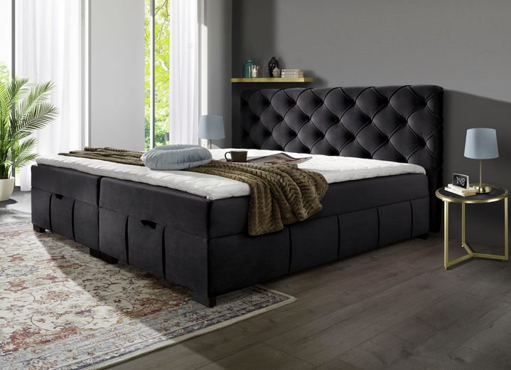 Boxspringbetten - Boxspringbett mit Kaltschaumtopper, in Farbe ANTHRAZIT Ansicht 1
