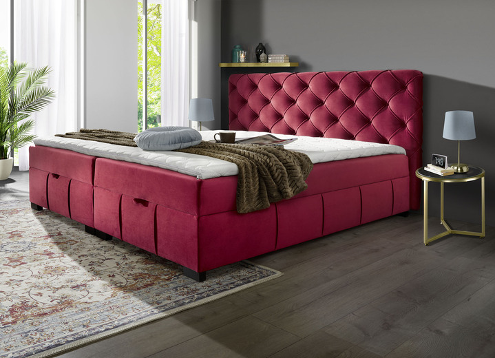 Boxspringbetten - Boxspringbett mit Kaltschaumtopper, in Farbe ROT Ansicht 1