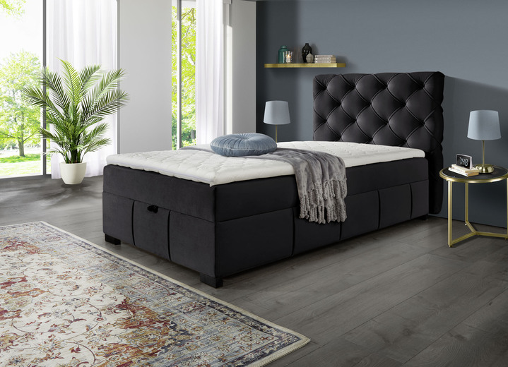 Boxspringbetten - Boxspringbett mit Kaltschaumtopper, in Farbe ANTHRAZIT Ansicht 15