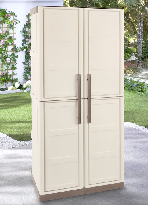 Gartenmöbel - Stabile Gartenschränke, in Farbe BEIGE, in Ausführung Gross mit Besenfach Ansicht 1