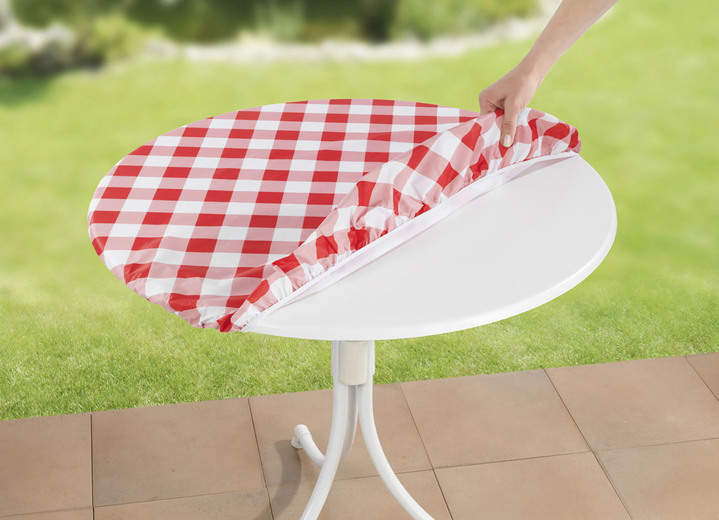 Gartentischdecken - Spann-Tischdecke mit rustikalem Karo-Dessin, in Farbe ROT-WEISS Ansicht 2