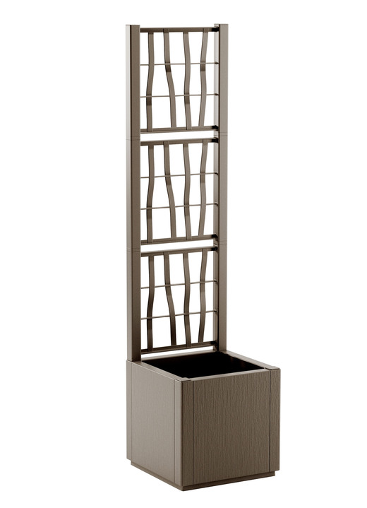 Blumentöpfe und Pflanzgefäße - Pflanzkasten aus recyceltem Polypropylen, in Farbe TAUPE, in Ausführung Mit Spalier, schmal Ansicht 1
