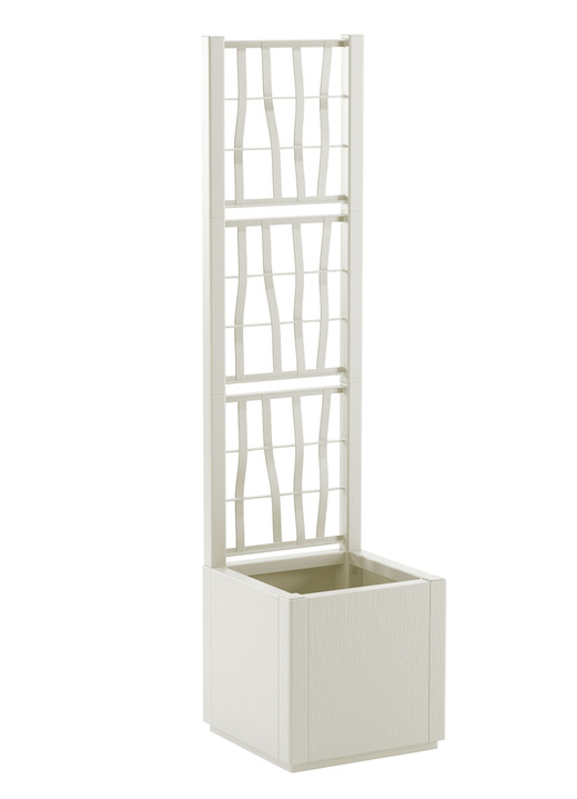 Blumentöpfe und Pflanzgefäße - Pflanzkasten aus recyceltem Polypropylen, in Farbe WEISS, in Ausführung Mit Spalier, schmal Ansicht 1