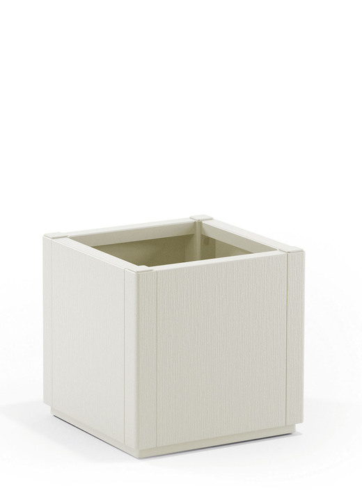Blumentöpfe und Pflanzgefäße - Pflanzkasten aus recyceltem Polypropylen, in Farbe WEISS, in Ausführung Ohne Spalier, schmal Ansicht 1