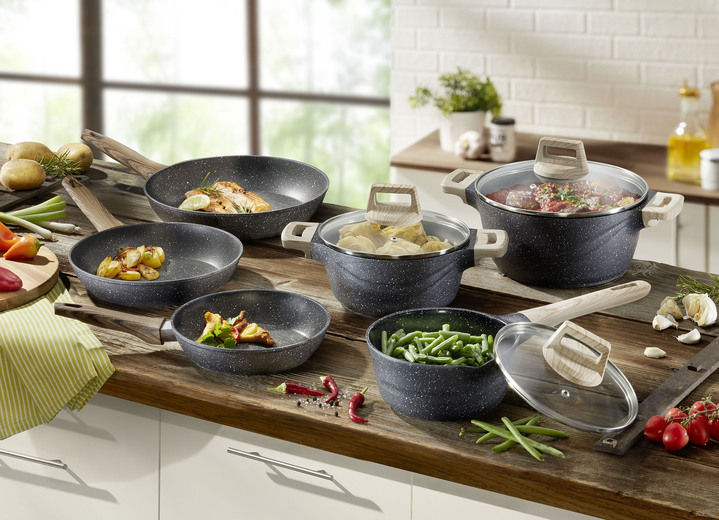 Töpfe & Pfannen - King Kochgeschirr mit  Antihaft-Keramikbeschichtung Ansicht 2 Töpfe & Pfannen - King Kochgeschirr mit  Antihaft-Keramikbeschichtung, in Farbe SCHWARZ, in Ausführung Pfannen-Set 3-teilig Ansicht 2