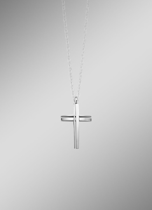 Herren-Modeschmuck - Durchbrochener Kreuz-Anhänger aus Edelstahl, in Farbe  Ansicht 1