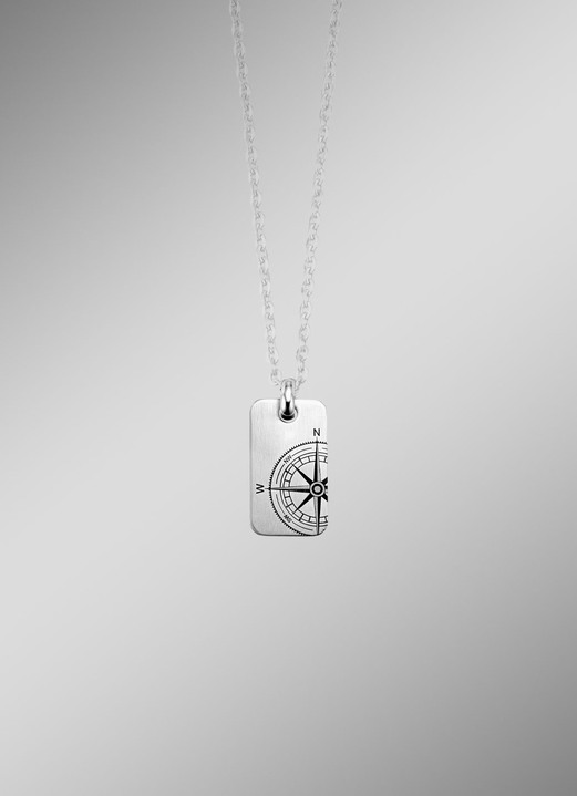 Herren-Modeschmuck - Edelstahl-Anhänger mit Kompassrose, in Farbe  Ansicht 1