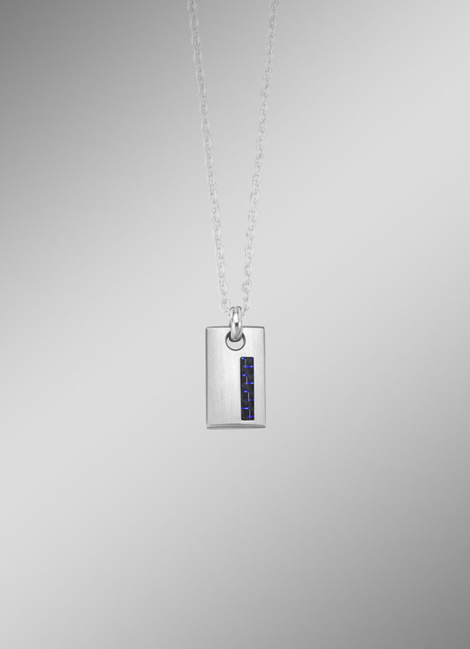 Herren-Modeschmuck - Edelstahl-Anhänger mit Kohlefaser, in Farbe  Ansicht 1