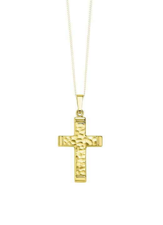 Anhänger - Gehämmerter Kreuz-Anhänger aus Gold, in Farbe  Ansicht 2