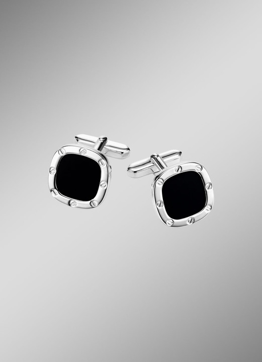 Krawattenhalter/Manschettenknöpfe - Manschettenknöpfe aus Silber mit Onyx, in Farbe  Ansicht 1