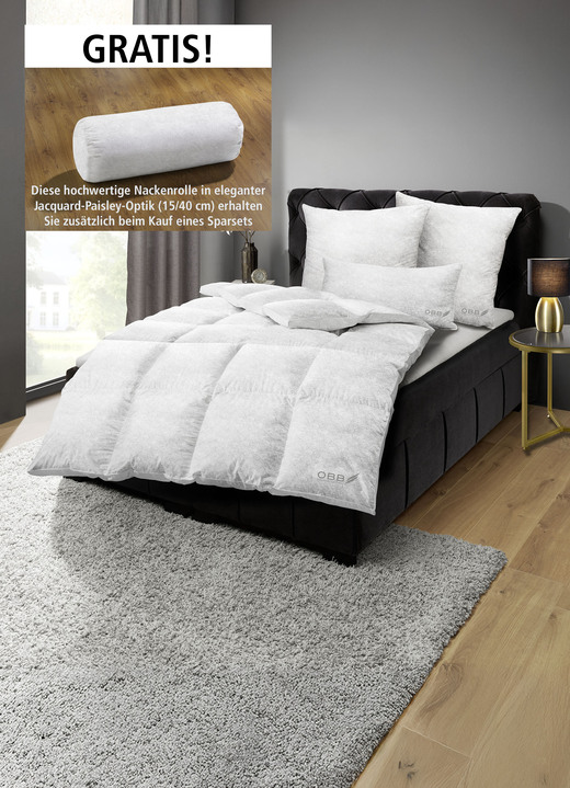 Bettwaren - Daunen-Bettwarenprogramm in eleganter Jacquard-Paisley-Optik, in Größe 103 (Decke, 135/200 cm) bis 403 (4-teiliges Sparset), in Farbe WEISS, in Ausführung Kissen Ansicht 1