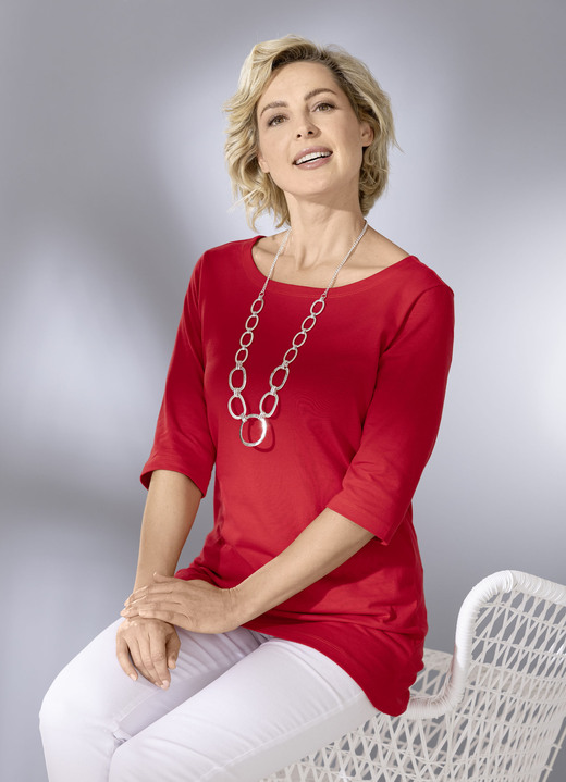 34-Arm - Shirt mit Rundhalsausschnitt in 3 Farben 34-Arm - Shirt mit Rundhalsausschnitt in 3 Farben, in Größe 038 bis 054, in Farbe ROT