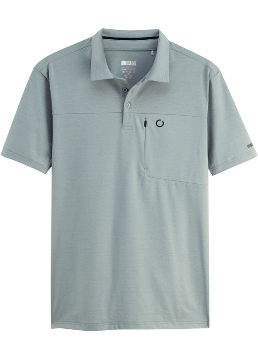 Freizeitshirts & -Kombinationen - Funktionspolo von „LPO“, in Größe 048 bis 058, in Farbe BLAU MELIERT Ansicht 2