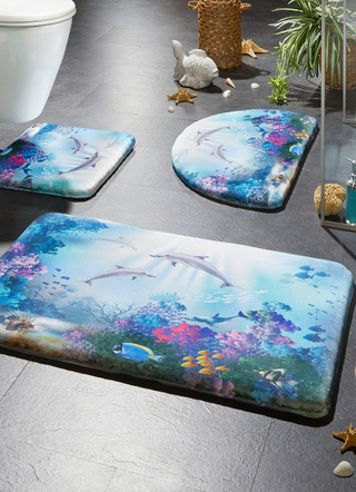 Badgarnituren - Traumhafte Badgarnitur in barfußweicher Qualität, in Größe 100 (Vorleger halbrund, 50/ 80 cm) bis 109 (Hänge-WC-Vorleger, 50/ 45 cm), in Farbe MULTICOLOR – Farbe MULTICOLOR – Ansicht 