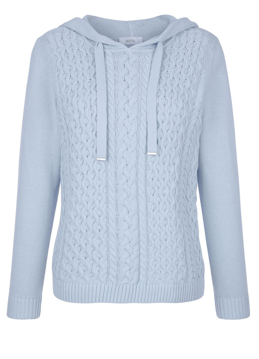 Basics - Kapuzenpullover aus reiner Baumwolle, in Größe 038 bis 052, in Farbe HELLBLAU Ansicht 3