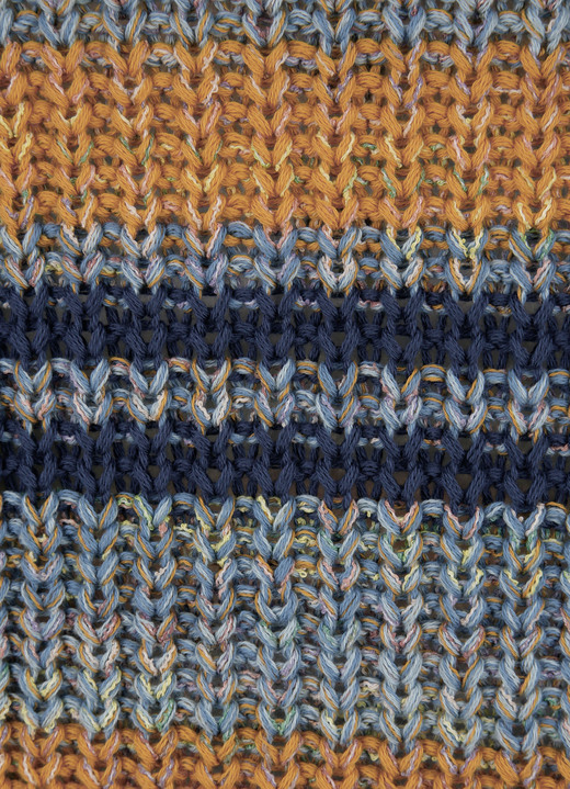 Langarm - Pullover in Garnmix, in Größe 038 bis 052, in Farbe PETROL-COGNAC Ansicht 3