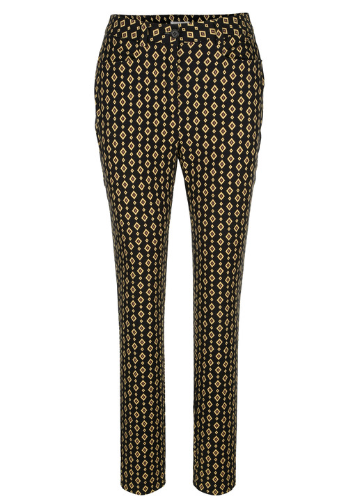 Hosen - Hose in Minimal-Dessinierung, in Größe 019 bis 052, in Farbe SCHWARZ-GELB Ansicht 1