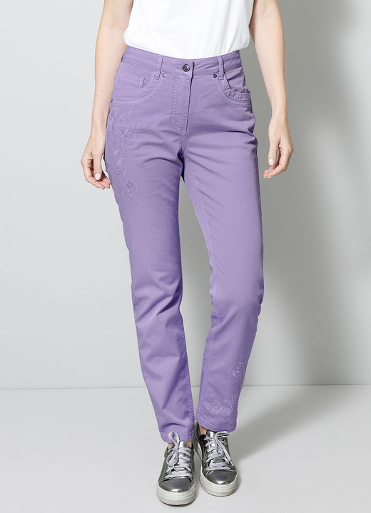 Hosen - Hose mit floraler Stickerei Ansicht 3 Hosen - Hose mit floraler Stickerei, in Größe 019 bis 048, in Farbe FLIEDER Ansicht 3