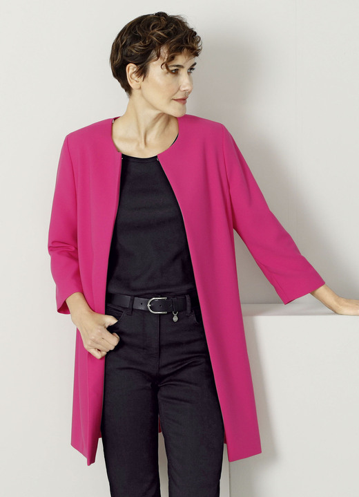 Blazer - Longblazer mit Taschen, in Größe 020 bis 052, in Farbe PINK Ansicht 2