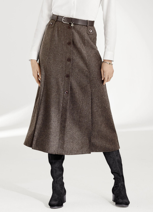 Röcke - Rock mit schmückender Zierknopfblende Ansicht 1 Röcke - Rock mit schmückender Zierknopfblende, in Größe 020 bis 048, in Farbe TAUPE Ansicht 1
