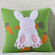 Dekokissen & Hüllen - Kissenbezug mit Hasenmotiven, in Farbe BUNT, in Ausführung Hase mit Karotten – Farbe BUNT – Ansicht 1