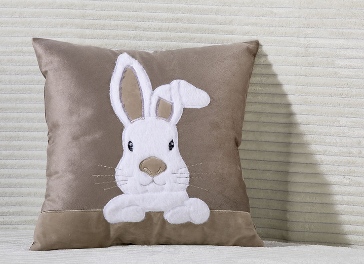 Dekokissen & Hüllen - Kissenbezug mit Hasenmotiven, in Farbe BUNT, in Ausführung Hase Ansicht 1