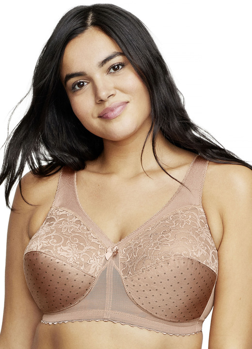 Tagwäsche - Glamorise Stütz-BH mit Spitze, in Größe 080 bis 130, in Cup G, in Farbe CAPPUCCINO Ansicht 1
