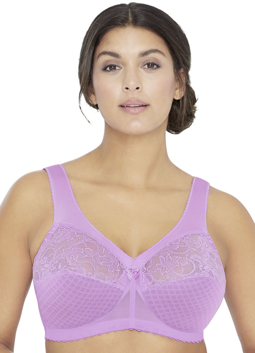 Wäsche - Glamorise Stütz-BH mit Elastikspitze im Vorderteil, in Größe 080 bis 130, in Cup I, in Farbe LAVENDEL