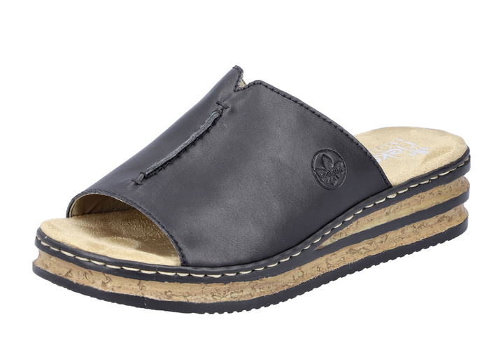 Sandaletten & Pantoletten - Rieker, klassische Damen-Pantoletten, aus Synthetik, in Größe 036 bis 042, in Farbe SCHWARZ Ansicht 1