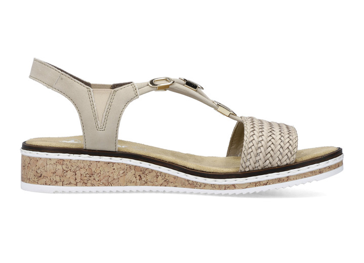 Sandaletten & Pantoletten - Rieker Sandale mit Flechtung und Metallschmuck, in Größe 036 bis 042, in Farbe BEIGE Ansicht 2