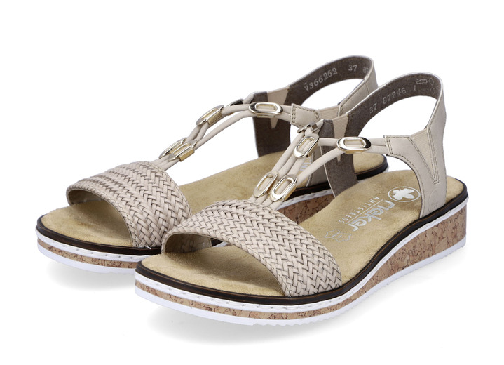 Sandaletten & Pantoletten - Rieker Sandale mit Flechtung und Metallschmuck, in Größe 036 bis 042, in Farbe BEIGE Ansicht 4