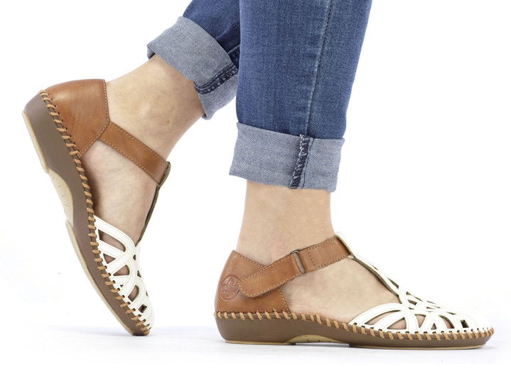 Rieker - Rieker Sandale mit Klettverschluss, in Größe 036 bis 042, in Farbe CREME-COGNAC Ansicht 5